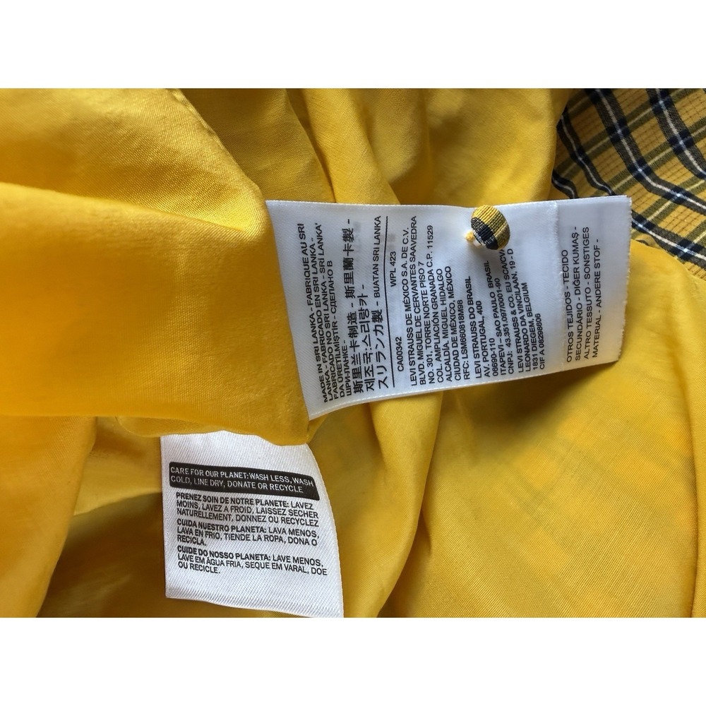 Levis Womens Plaid Dress XL Yellow Black Tiered Drop Waist Grunge Babydoll - Picture 5 of 7